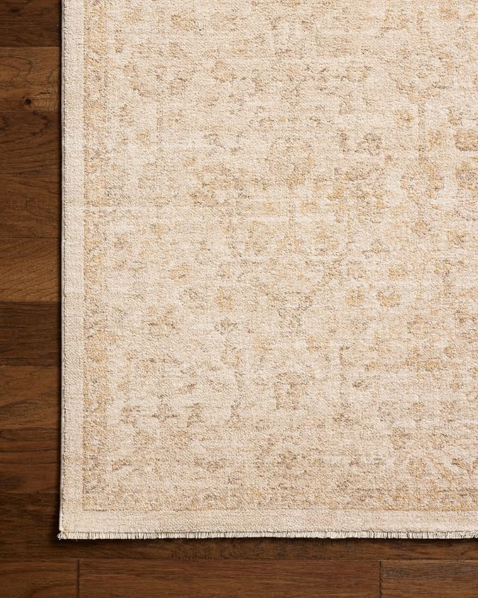 Loloi Chris Loves Julia Palma Collection PLM-01 Ivory/Sand 2'-7" x 12'-0" Fringe Runner Rug Vintage Style Boho Living Room Bedroom Carpet