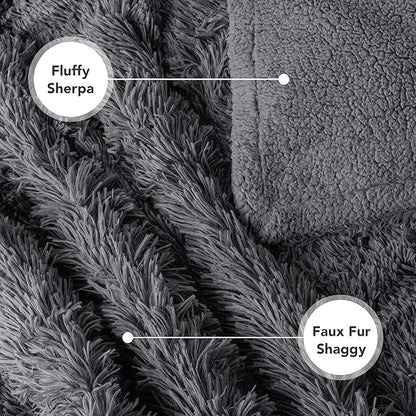 PetAmi Waterproof Dog Blanket for Large Dog, Calming Pet Blanket Bed Couch Cover Protector, Washable Sherpa Faux Fur Throw for Sofa Furniture Protection, Soft Fluffy 60x80 Gray