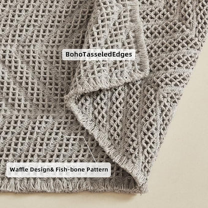 BohoBath Matts,Upgraded Waffle Super Absorbent Bath Mat,Bathroom Rugs Non Slip Washable, Quick Dry Shower Mats, Ultra Soft Bath Mats for Bathroom Floor,Gray,19"*48"