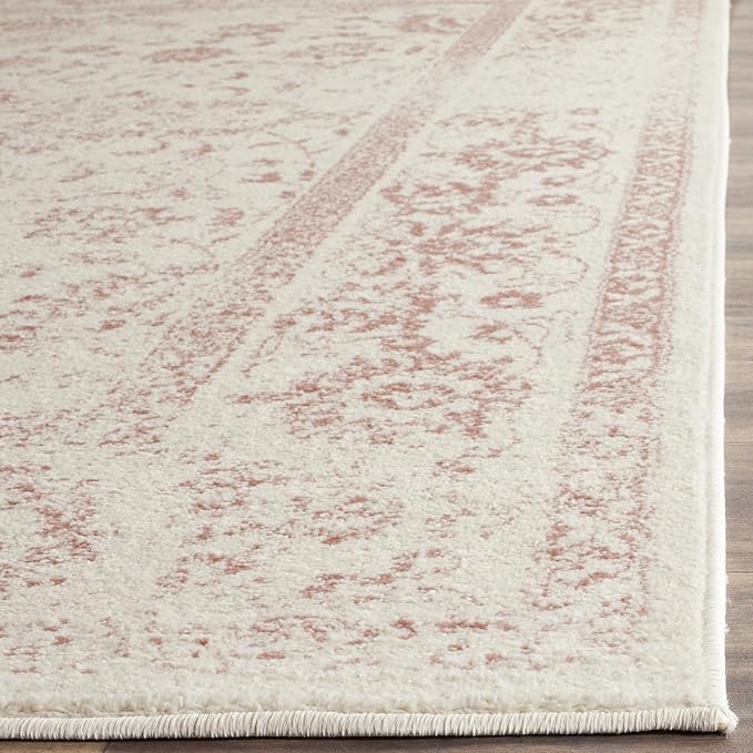 SAFAVIEH Adirondack Collection Area Rug - 10' Square, Ivory & Rose, Distressed Vintage Floral Design, Non-Shedding & Easy to Clean, Ideal for Living Room, Bedroom, Dining Space (ADR109H)