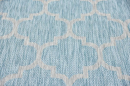 Unique Loom Outdoor Trellis Collection Area Rug (7' 1" x 10' Rectangle, Aquamarine/ Gray)