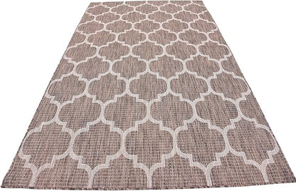 Unique Loom Outdoor Trellis Collection Area Rug (5' 3" x 8' Rectangle, Brown/ Ivory)