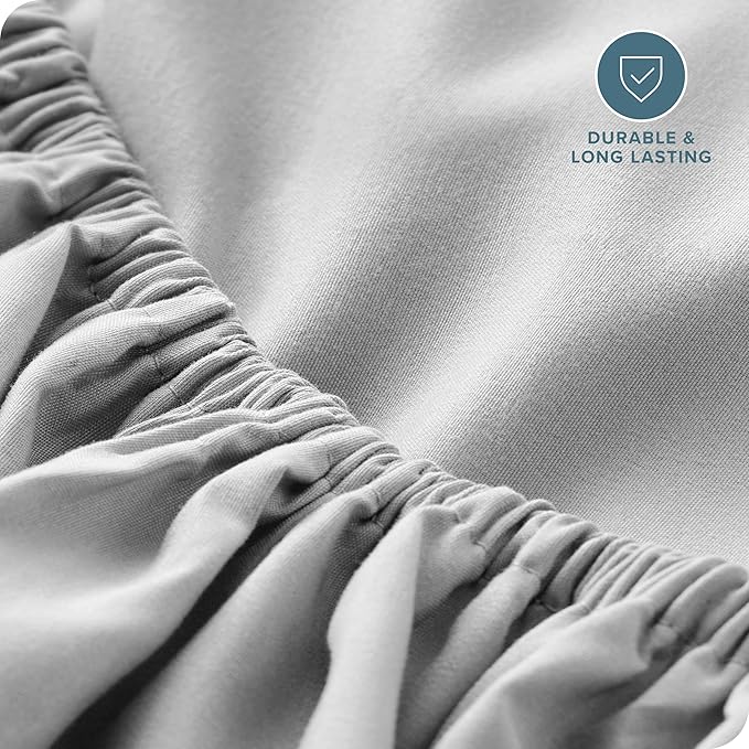 Bare Home Fitted Bottom Sheet Twin Size - Premium 1800 Microfiber - Ultra-Soft Hotel Luxury - Deep Pocket - Durable and Long Lasting (Twin, Cloud Grey)
