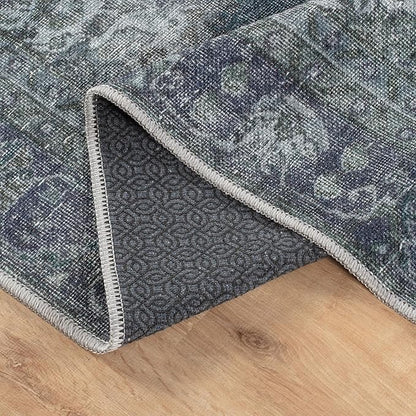 Bloom Rugs Washable Non-Slip 3' x 5' Rug - Dark Teal Traditional Medallion Area Rug for Living Room, Bedroom, Dining Room, and Kitchen - Exact Size: 3' x 5'