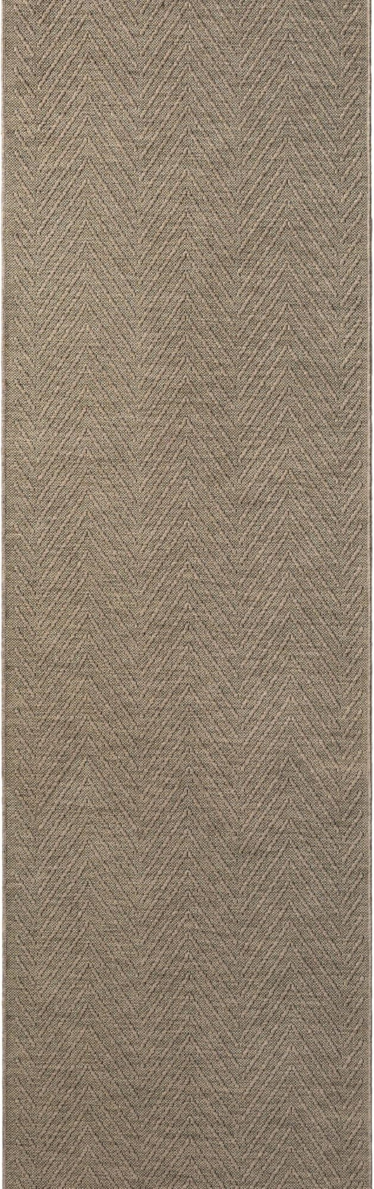 TOWN & COUNTRY BASICS Pax Herringbone Textured Solid Everwash® Washable Runner Area Rug, Low Pile, Non-Slip Backing, Easy Clean Pet & Family Friendly Rug, Brown, 2'5"x10'2"