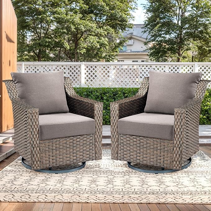 Outdoor Seat Cushion Set-24 x 24 x 6 Inch Outdoor Chair Cushions Set of 2 with Water Resistant & Removable Cover Outdoor Cushions for Patio Furniture Chair Sofa Couch-Grey