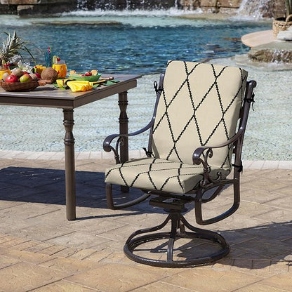 Arden Outdoor Dining Chair Cushion, 20 in x 20 in, Weather-Proof, Rain-Proof, Fade Resistant Patio Cushion for Patio, Dining, or Rocking Chairs Tan Diamond Trellis