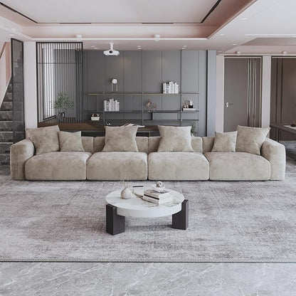 JACH 181" Oversized Modular Sectional Sofa, Deep 4-Seats Sectional Couch, Huge Plus Convertible Soft Sofas, Corduroy Minimalist Couches for Living Room, Office, Apartment, Light Brown