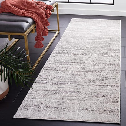 SAFAVIEH Adirondack Collection Runner Rug - 2'6" x 20', Ivory & Silver, Modern Ombre Design, Non Shedding & Easy to Clean, Ideal for Hallway, Foyer, Kitchen, Entryway, Bedroom (ADR113B)