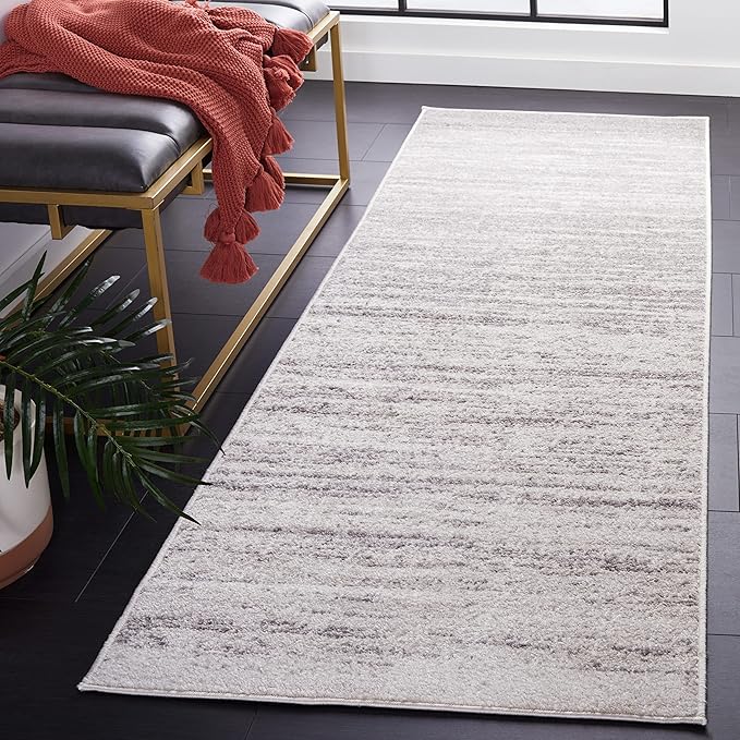 SAFAVIEH Adirondack Collection Runner Rug - 2'6" x 16', Ivory & Silver, Modern Ombre Design, Non Shedding & Easy to Clean, Ideal for Hallway, Foyer, Kitchen, Entryway, Bedroom (ADR113B)