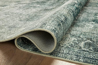 Loloi Magnolia Home by Joanna Gaines Banks Collection BAN-03 Blue/Lagoon 8'-6" x 11'-6", .13" Pile Height, Machine Washable, Area Rug