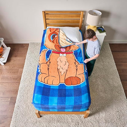 Bleacher Creatures ZippySack Twin Bed Zip-Up Bedding – Super Soft Fleece Fitted Blanket with Side Pocket & Durable Zipper – Easy Bed-Making for Kids (Dog)