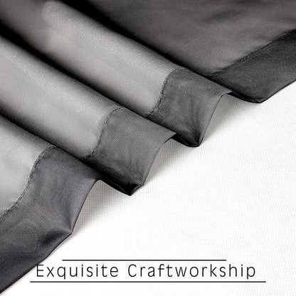 OVZME 45 Inches Length Black Sheer Curtains for Small Windows Rod Pocket 2 Panels Set, Lightweight & Breathable & Soft Touching Voile Panels for Kitchen, Each 42" Wx45 L, Black