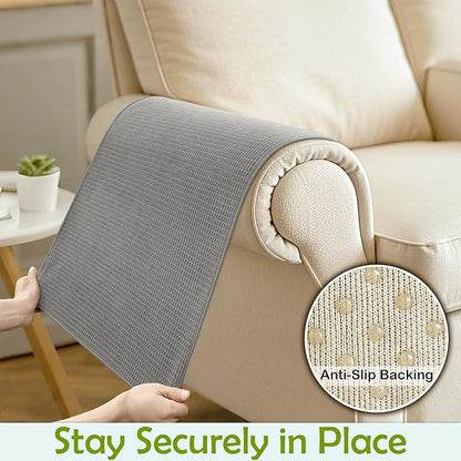 Couch Arm Covers, Sofa Arm Covers, Waterproof Armrest Covers for Sofa, Armchair, Loveseat, Non-Slip Recliner Arm Covers, Sofa Headrest Covers, Arm Chair Covers Set of 2 (Gray, 26"×26")