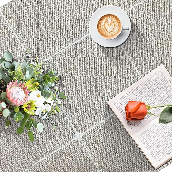 Coffee Table Cloth, Table Cover with Pockets and Tassel,Coffee Grid for Living Room Small Rectangle Tablecloths Washer Dryer Fridge Top Dust Cover,Easy Care Machine Washable