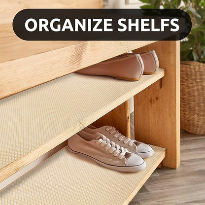 RAY STAR 12X120 Inch Shelf Liner for Kitchen Cabinets, Non-Adhesive Cabinet Liner Washable, PVC Drawer Liner for Dresser Non-Slip Bathroom (Yellow Circle)(3 Roll)