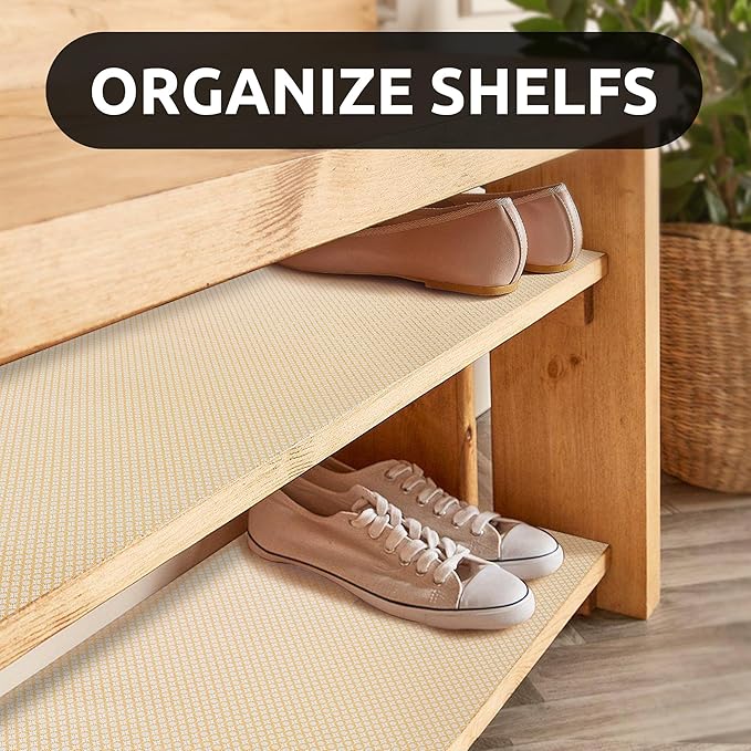 RAY STAR 18X96 Inch Shelf Liner for Kitchen Cabinets, Non-Adhesive Cabinet Liner Washable, PVC Drawer Liner for Dresser Non-Slip Bathroom (Yellow Circle)(3 Roll)
