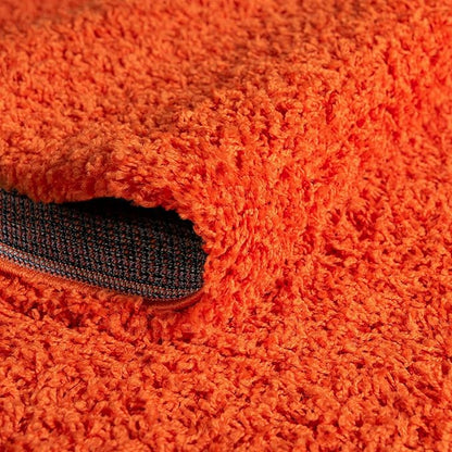 Unique Loom Solid Shag Collection Area Rug (7' 1" Round, Tiger Orange)