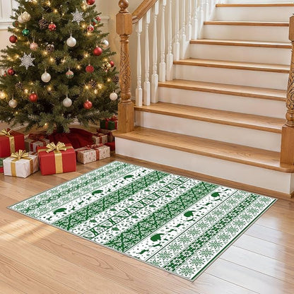 Abstract Living Room Rug 2X3 - Modern Washable Christmas Soft Thin Area Rug for Living Room Bedroom Under Dining Table - Neutral Indoor Floor Rug Carpets for Home Office Playroom Nursery - Green