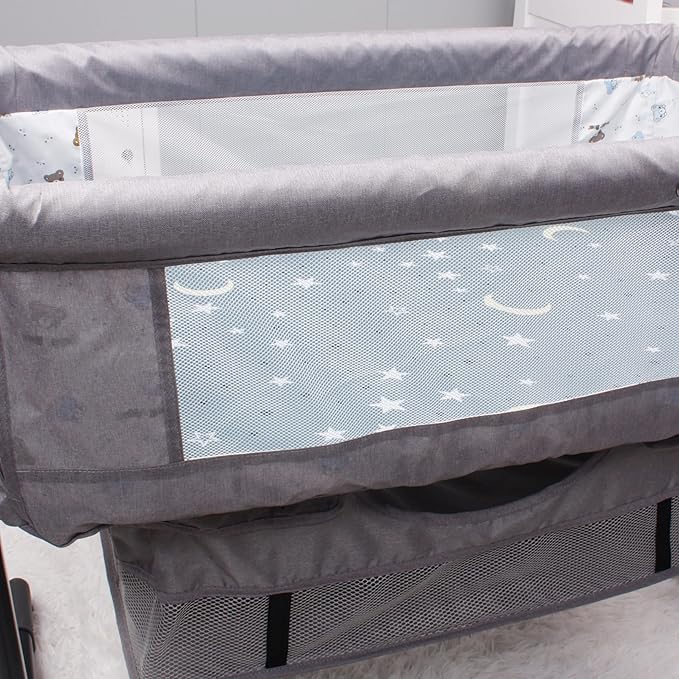 Belsden Pack of 3 Fitted Bassinet Sheet Set, Flexible Fit Various Bassinet, Adapts to Oval, Hourglasss and Rectangle Shaped Bassinet Pads, Cloudy Soft Washable Material, Grey Moon & Grey & Grey Star