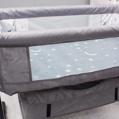 Belsden Pack of 3 Fitted Bassinet Sheet Set, Flexible Fit Various Bassinet, Adapts to Oval, Hourglasss and Rectangle Shaped Bassinet Pads, Cloudy Soft Washable Material, Grey Moon & Grey & Grey Star