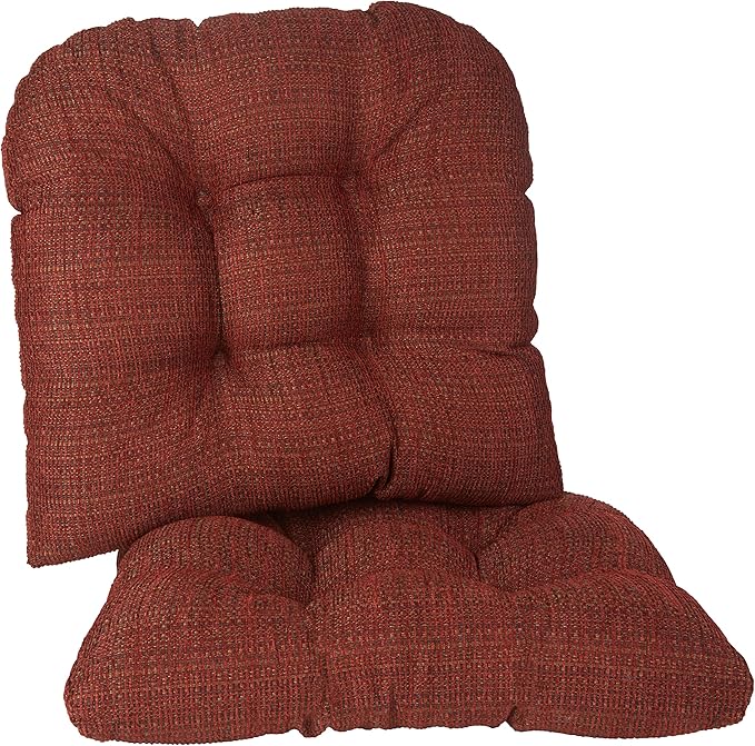Klear Vu Gripper Overstuffed Universal Non-Slip Dining Chair Cushions for Kitchen Decor or Office Use, U-Shaped Skid-Proof Seat Pad, 17x17 Inches, 2 Count (Pack of 1), Honeycomb Red