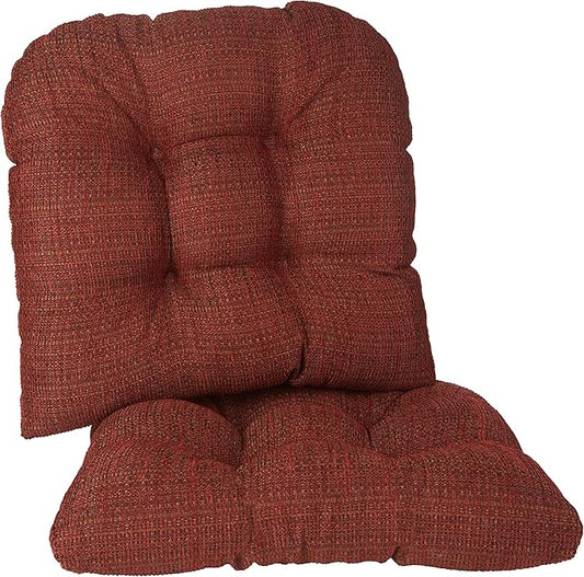 Klear Vu Gripper Overstuffed Universal Non-Slip Dining Chair Cushions for Kitchen Decor or Office Use, U-Shaped Skid-Proof Seat Pad, 17x17 Inches, 2 Count (Pack of 1), Honeycomb Red