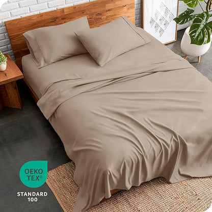 Bare Home Twin XL Sheet Set - 1800 Ultra-Soft Microfiber Twin Extra Long Sheets - Double Brushed - Deep Pockets - Easy Fit - Extra Soft - 3 Piece Set - Bed Sheets & Pillowcases (Twin XL, Pebble)
