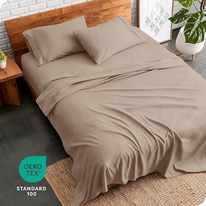 Bare Home Full Sheet Set - Luxury 1800 Ultra-Soft Microfiber Full Bed Sheets - Double Brushed - Deep Pockets - Easy Fit - 4 Piece Set - Bedding Sheets & Pillowcases (Full, Pebble)
