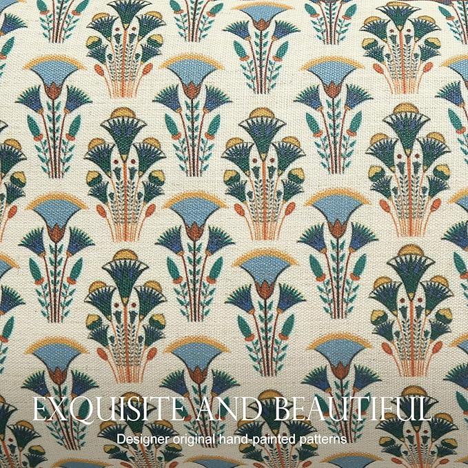 patdrea Designer Rectangle Throw Pillow Covers,Rustic Vintage Blue Linen with Floral Pattern Pillow Cover,Decorative Lumbar Pillowcases Cushion for Bed Living Room Outdoor Car,12"x20"