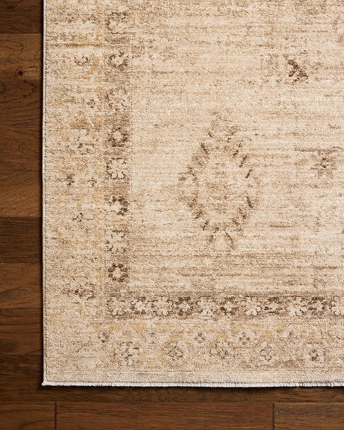 Loloi Chris Loves Julia Palma Collection PLM-06 Natural/Smoke 7'-10" x 10' Fringe Area Rug Vintage Style Boho Living Room Bedroom Carpet