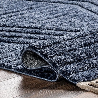 nuLOOM Risette Blue, 7'10" x 10', Geometric, Soft and Textured, High Traffic, Stain Resistant, Easy Clean, Durable Area Rug for Bedroom, Living Room, Dining Space, Den, Foyer, Entryway