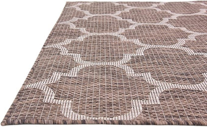 Unique Loom Outdoor Trellis Collection Area Rug (4' 1" x 6' 1" Rectangle, Brown/ Ivory)