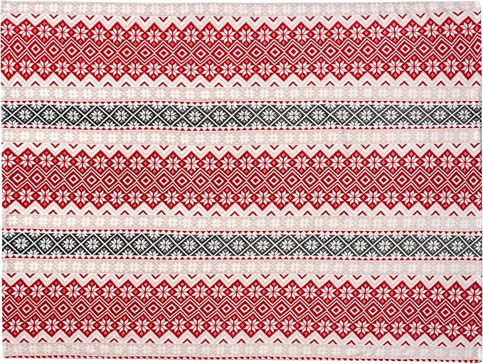 PAVILIA Christmas Throw Blanket | Holiday Christmas Red Fleece Blanket | Soft, Plush, Warm Winter Cabin Throw, 60x80 (Red Snowflakes)
