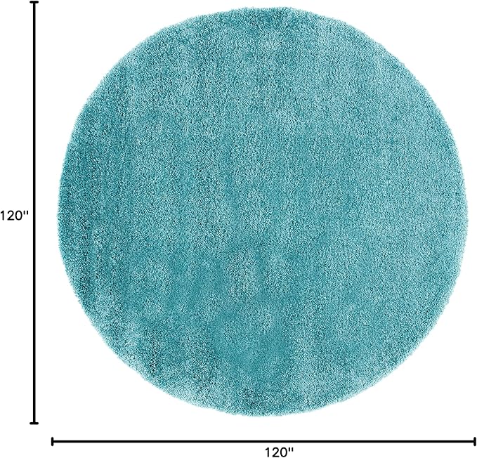 SAFAVIEH Milan Shag Collection 10' Round Aqua Blue SG180 Solid Non-Shedding Living Room Bedroom Dining Room Entryway Plush 2-inch Thick Area Rug