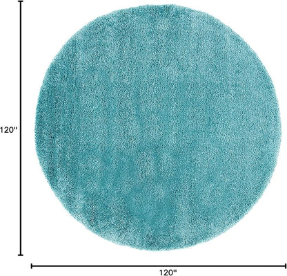 SAFAVIEH Milan Shag Collection 10' Round Aqua Blue SG180 Solid Non-Shedding Living Room Bedroom Dining Room Entryway Plush 2-inch Thick Area Rug