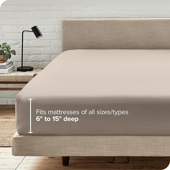 Bare Home Fitted Bottom Sheet Twin Size - Premium 1800 Microfiber - Ultra-Soft Hotel Luxury - Deep Pocket - Durable and Long Lasting (Twin, Pebble)