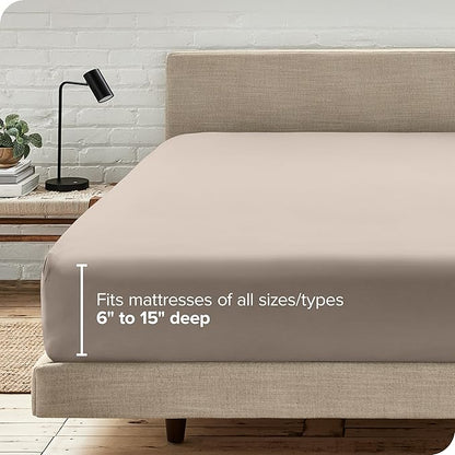 Bare Home Fitted Bottom Sheet Twin Size - Premium 1800 Microfiber - Ultra-Soft Hotel Luxury - Deep Pocket - Durable and Long Lasting (Twin, Pebble)