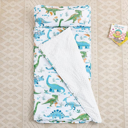 DJY Toddler Nap Mat,Kid Slumber Bag with Removable Pillow & Minky Blanket,Soft Sleeping Mat Perfect for Daycare,Preschool,Kindergarten,Travel