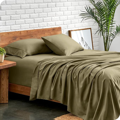Bare Home Twin Sheet Set - 1800 Ultra-Soft Microfiber Twin Bed Sheets - Double Brushed - Deep Pockets - Easy Fit - Extra Soft - 3 Piece Set - Bedding Sheets & Pillowcases (Twin, Olive)