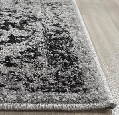 SAFAVIEH Adirondack Collection Runner Rug - 2'6" x 22', Grey & Black, Distressed Vintage Floral Design, Non-Shedding & Easy to Clean, Ideal for Hallway, Foyer, Entryway, Bedroom (ADR109B)