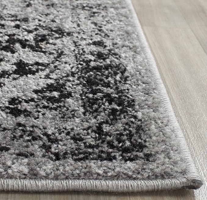 SAFAVIEH Adirondack Collection Runner Rug - 2'6" x 18', Grey & Black, Distressed Vintage Floral Design, Non-Shedding & Easy to Clean, Ideal for Hallway, Foyer, Entryway, Bedroom (ADR109B)