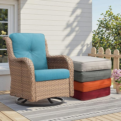 Outdoor Chair Cushions - 22" x 25" x 4" Patio Furniture Cushions with Water Resistant & Removable Cover, 28D High Density Sponge Patio Cushion for Outdoor Furniture Couch Rocker Chair, Light Blue