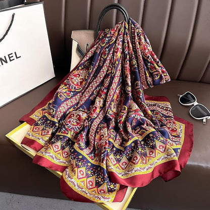 Fashion Scarves Scarf 100% Silk Feeling Scarf Silk Like Scarves Long Lightweight Sunscreen Shawls for Women