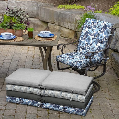 ARDEN Outdoor Dining Chair Cushion, 20 x 20, Rain-Proof, Fade Resistant, Blue Garden Floral