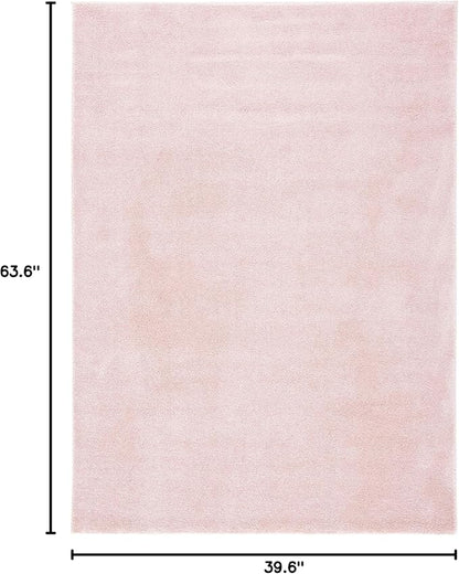 SAFAVIEH Plain and Solid Collection Accent Rug - 3'3" x 5'3", Pink, Non-Shedding & Easy Care, Ideal for High Traffic Areas in Entryway, Living Room, Bedroom (PNS320-4406)