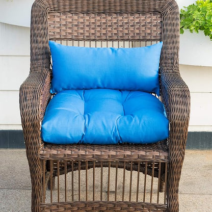 QILLOWAY Outdoor Patio Wicker Seat Cushions Group Loveseat/Two U-Shape/Two Lumbar Pillows for Patio Furniture,Wicker Loveseat,Bench,Porch,Settee of 5 (Peacock Blue)