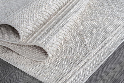 Beverly Rug Micro Loop Area Rug White 5x7 Modern Luxury Soft Boho Geometric Durable Indoor Area Rugs for Living Dining Room Office Stain Resistant Non Shedding Casual Indoor Carpet White 5 x 7