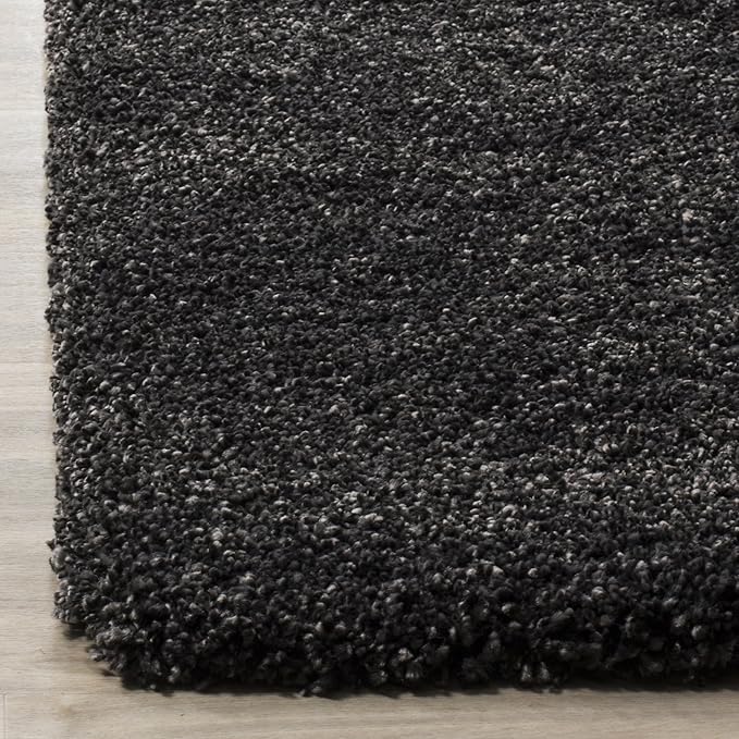 SAFAVIEH Milan Shag Collection Area Rug - 8' Square, Dark Grey, Solid Design, Plush 1.8-inch Thick, Non-Shedding, Ideal for High Traffic Areas in Living Room, Bedroom, Dining Room (SG180-8484-8SQ)