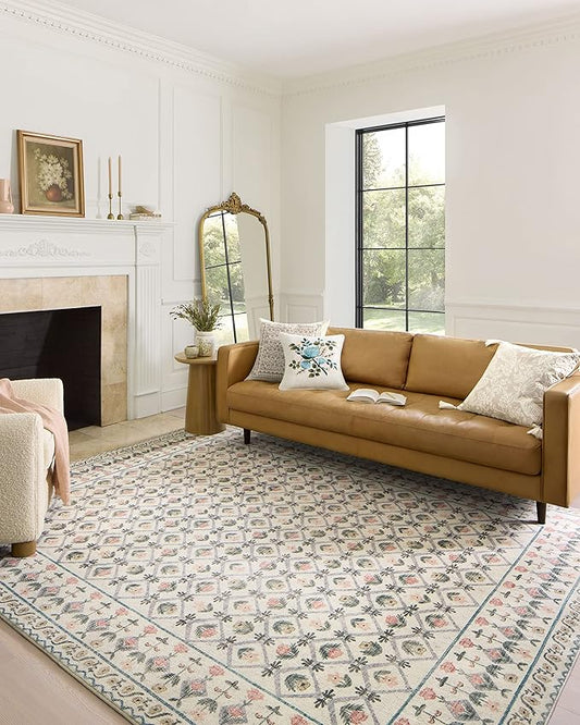 Loloi Rifle Paper Co. Eden Collection EDE-03 Lattice Ivory 3'-6" x 5'-6" Accent Rug feat. CloudPile™